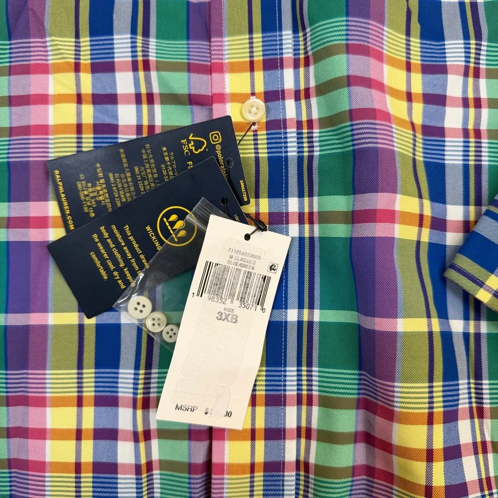 Polo Ralph Lauren Performance Shirt Mens 3XB Multicolor Plaid Classic Fit NWT